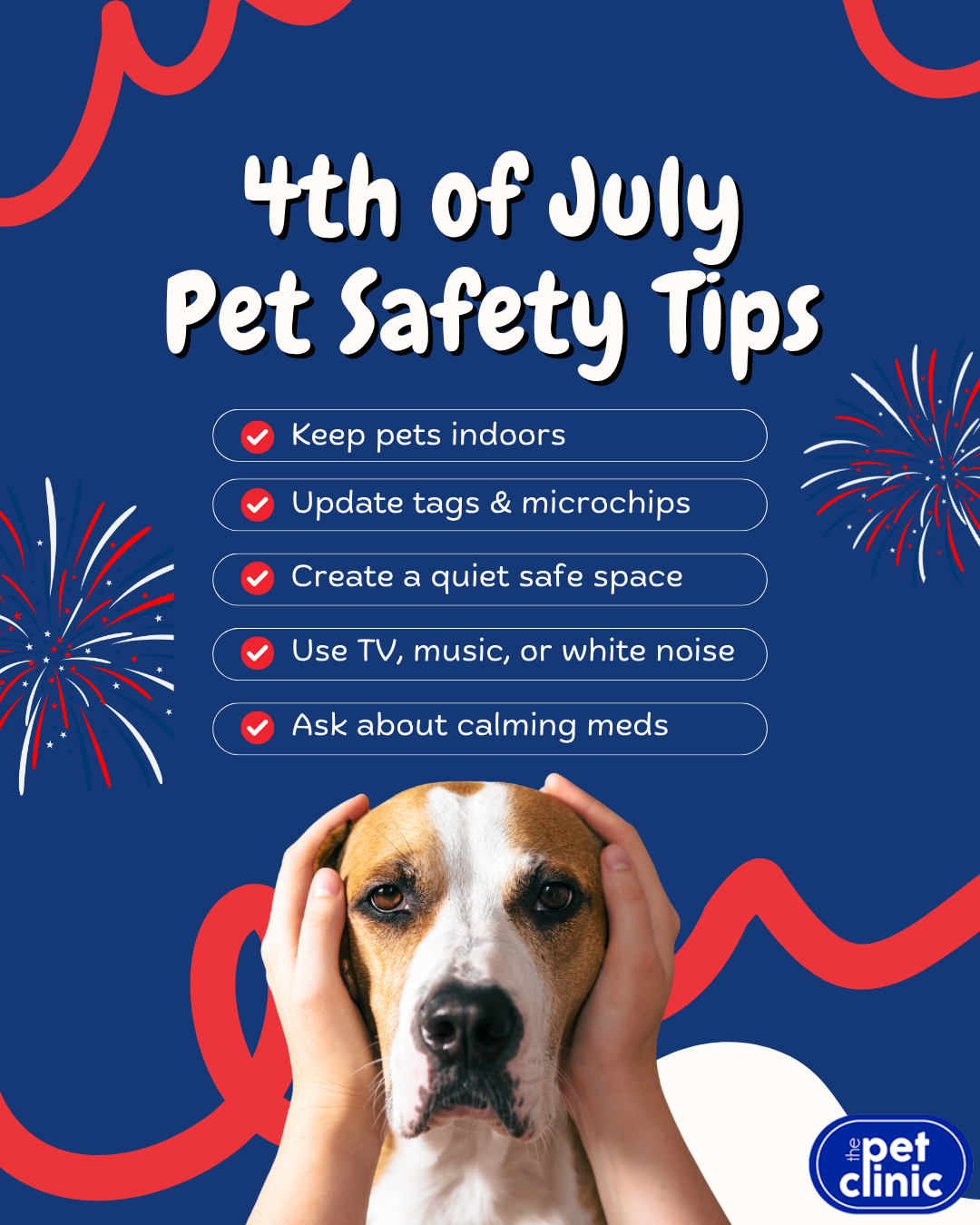 4th of July pet safety tips infographic from The Pet Clinic in Salem, Oregon
